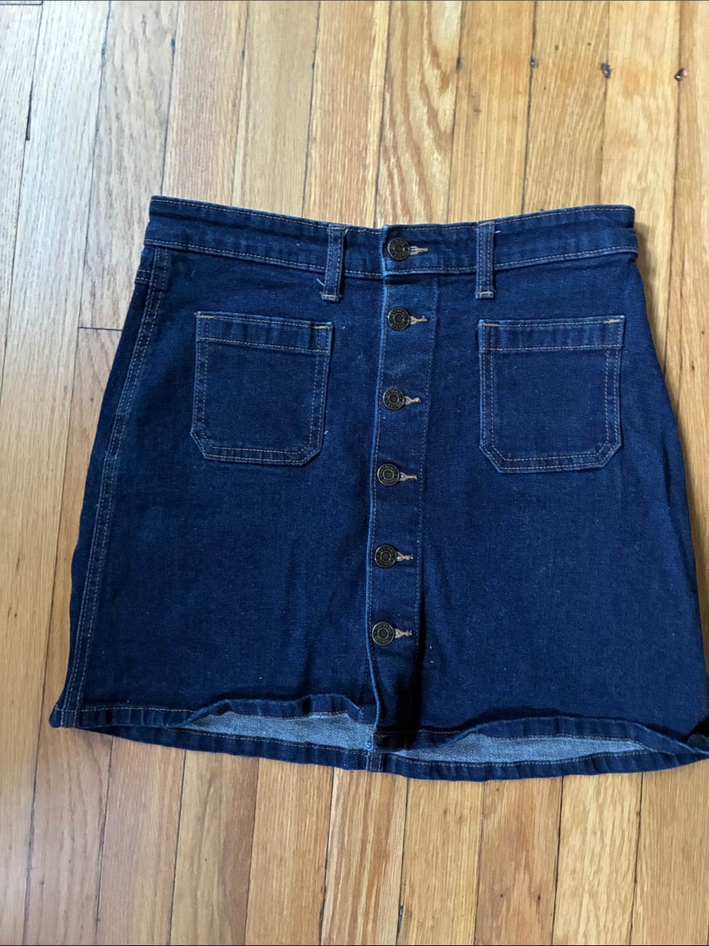GAP Dark Blue Button-Front Denim Mini Skirt